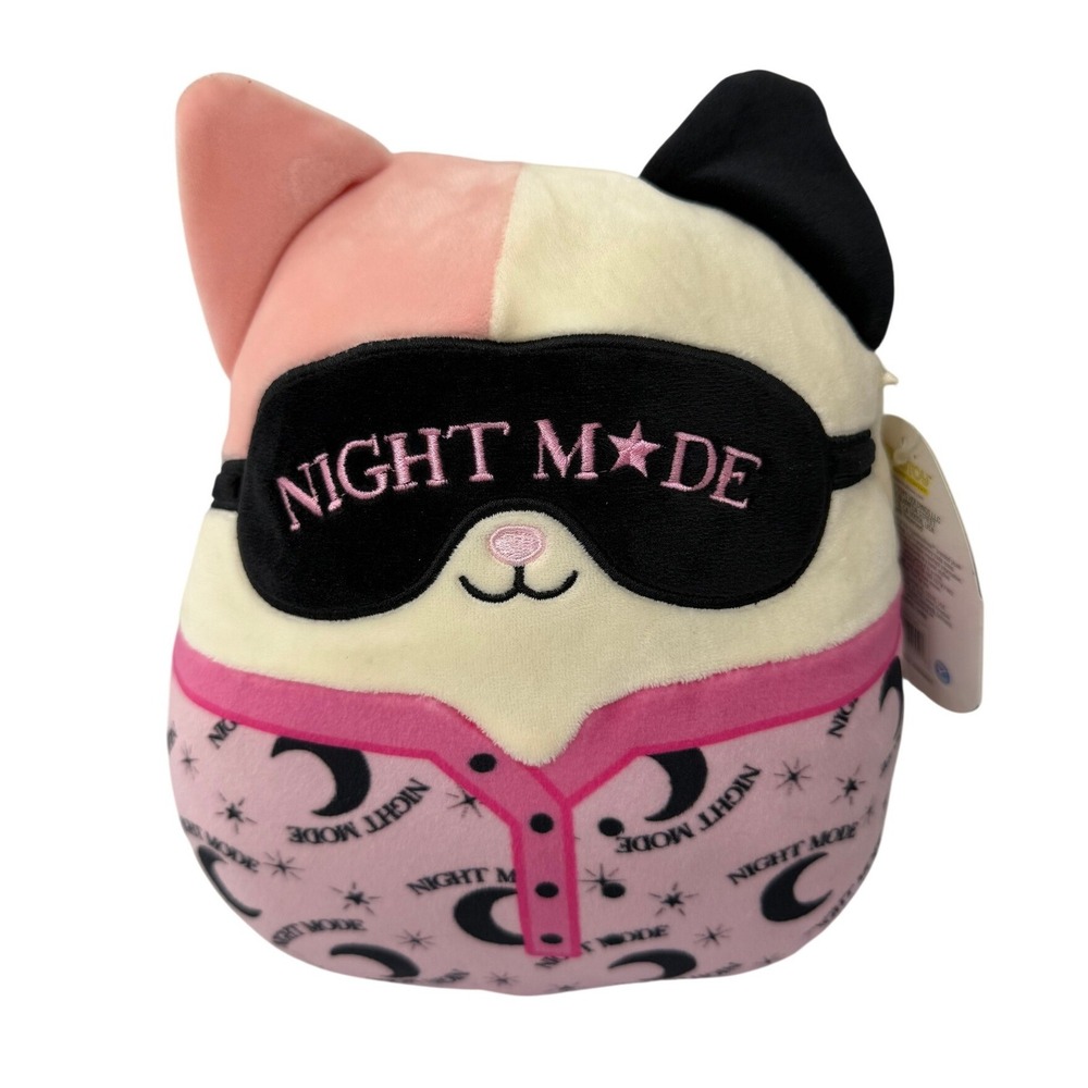Squishmallows Katsla Calico Cat Sleep Mask Pajamas 8 Inch Pink Plush Toy NWT